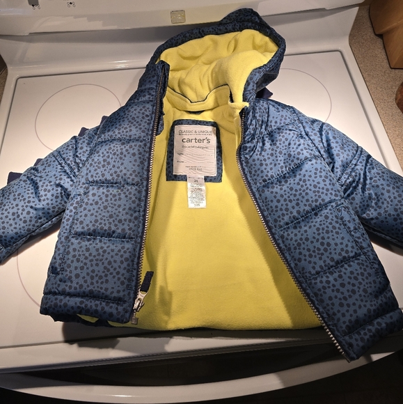 Bright Blue Puffer Jacket with Yellow Accents - Picture 2 of 9